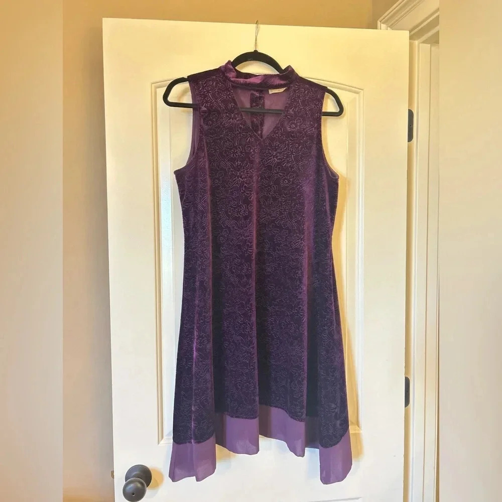 Altr’d State Plum Velour Sleeveless Aline Dress. Winter Formal!